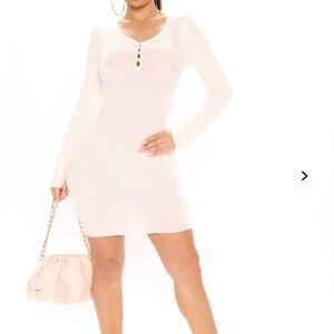 Fashion Nova Cream Ribbed Button-Front Top NWT